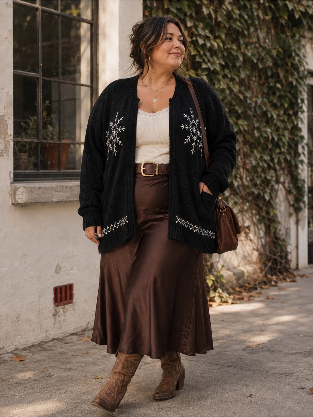 CST Sport 4X Black Snowflake Embroidered Zip Cardigan Plus Size Sweater